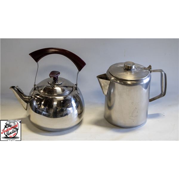TWO S/S TEA POTS QUANTITIES UNKNOWN