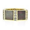 Image 5 : Vintage Gemlok 18K Gold Diamond Inlaid Black Mother of Pearl Eternity Band Ring