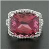 Image 4 : 14k Gold 13.75 ctw GIA Cushion Purple Pink Tourmaline Diamond Halo Cocktail Ring
