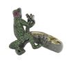 Image 6 : 18K Gold & Black Rhodium Pave Tsavorite & Red Eyes Frog Body Cocktail Ring