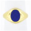 Classic 14k Yellow Gold Bezel Oval Cabochon Blue Lapis Polished Domed Band Ring