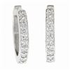 NEW Classic 14k White Gold .20 ctw Pave Diamond 12.2mm Petite Huggie Hoop Earrin