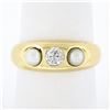 Image 1 : Antique 14k Yellow Gold 0.28 ctw European Diamond w/ 3.9mm Pearl Accents Band Ri