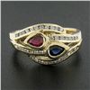 Image 2 : 14K Yellow Gold 0.96 ctw Ruby, Sapphire & Diamonds Moi Et Toi Bypass Band Ring