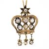 Image 2 : Antique Victorian 14K Gold.78 ctw Diamond Open Star Crown Dangle Pendant & Chain