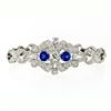 Antique Art Deco Platinum GIA Round Diamond Sapphire Infinity Leaf Link Bracelet
