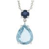 Image 2 : New 14k Gold 2.44 ctw Pear Aquamarine & Sapphire Pendant & Adjustable Cable Chai