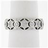 Solid 18K White Gold 0.76 ctw Star Pave & Bezel Diamond Open Work Wide Band Ring
