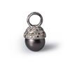 18K White Gold, Large Black South Sea Pearl & Multicolor Diamond Pendant