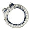 Image 3 : Antique Art Deco Platinum Old Cut Diamond & Sapphire Ribbon Circle Wreath Brooch