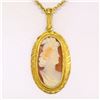 Antique Victorian 10K Yellow Gold Hand Carved & Set Cameo 16" Pendant Necklace