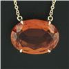 Image 7 : NEW 14k Yellow Gold GIA 15.85 ctw Lab Grown Oval Orange Sapphire Pendant Necklac