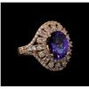 3.11 ctw Tanzanite and Diamond Ring - 14KT Rose Gold