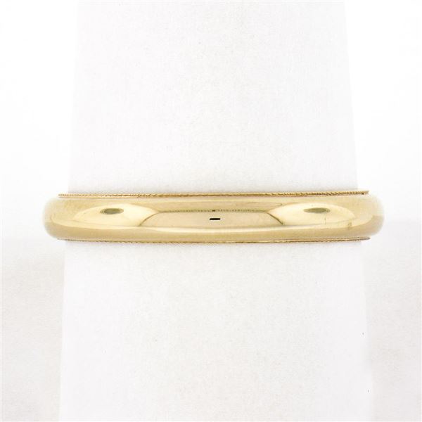 Classic 14k Yellow Gold 3.5mm Domed Polished w/ Milgrain Stack Wedding Band Ring