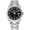 Image 2 : Rolex Mens Stainless Steel 36MM Black Diamond Dial Fluted Bezel Datejust Wristwa