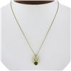 14k Gold 0.77 ctw Oval Emerald Solitaire & Diamond Pendant & 18.5" Rope Chain