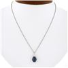 NEW 14k Gold Gubelin Pear Cabochon Sapphire Diamond Halo Teardrop Pendant Chain