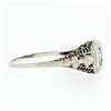 Image 6 : Antique Art Deco 18k White Gold European Diamond Floral Filigree Engagement Ring