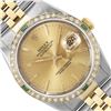 Rolex 36MM Two Tone 18K Yellow Gold And Stainless Steel Diamond And Emerald Date