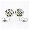 Image 4 : NEW 14k White Gold 0.83 ctw Round Bezel Diamond w/ Halo & Milgrain Stud Earrings