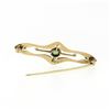 Image 4 : Antique Victorian 14k Gold Peridot Seed Pearl Hand Engraved Open Bar Brooch Pin