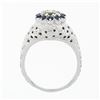 Image 8 : Vintage 18k White Gold 1.09 ctw Diamond Solitaire Sapphire Halo W/ Milgrain Ring