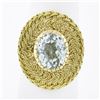 Vintage 18K Gold Oval Aquamarine Solitaire Braided Hand Wire Work Cocktail Ring