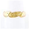 Unisex Vintage 14k Yellow Gold 6mm Domed Grooved Polished & Florentine Band Ring