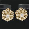 Image 2 : 14k Yellow Gold 0.50 ctw Round Brilliant Diamond Polished Flower Stud Earrings