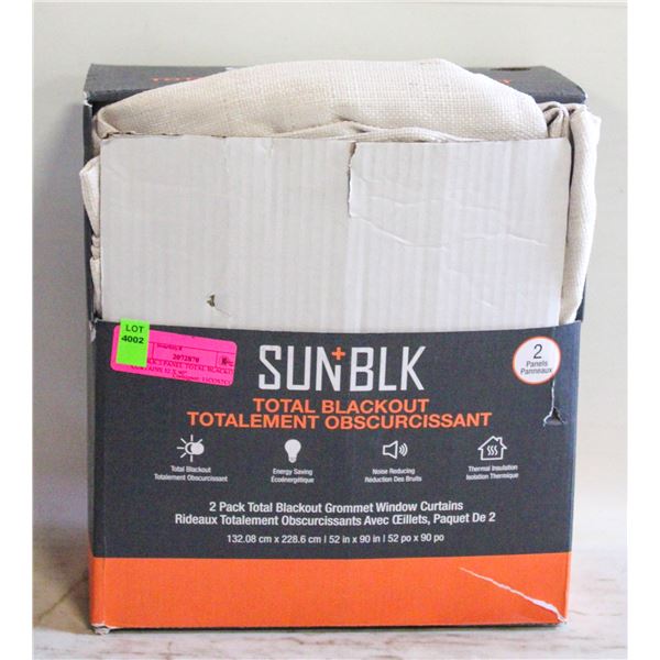 SUNBLK 2 PANEL TOTAL BLACKOUT CURTAINS 52 X 90"