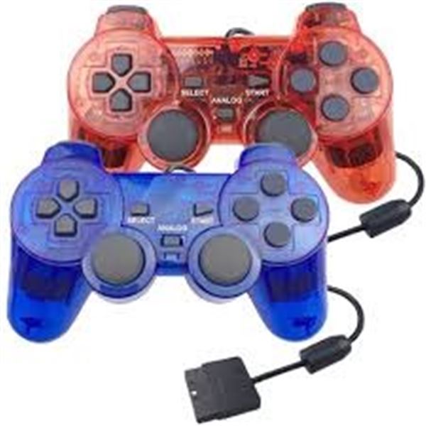 NEW 2PK PS1 CONTROLLERS RED & BLUE