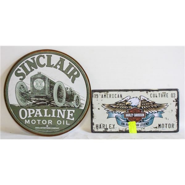 SINCLAIR OPALINE OIL METAL SIGN & HARLEY