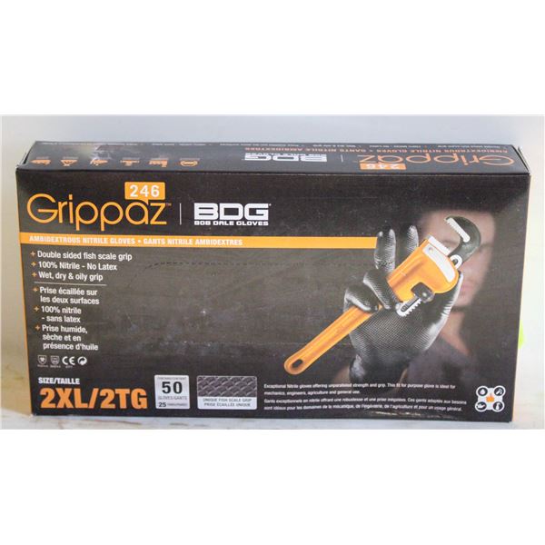 GRIPPAZ BDG DISPOSABLE GLOVES SIZE 2XL/G 50 PIECES