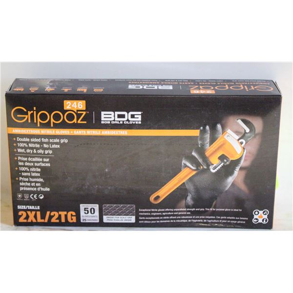 GRIPPAZ BDG DISPOSABLE GLOVES SIZE 2XL/G 50 PIECES