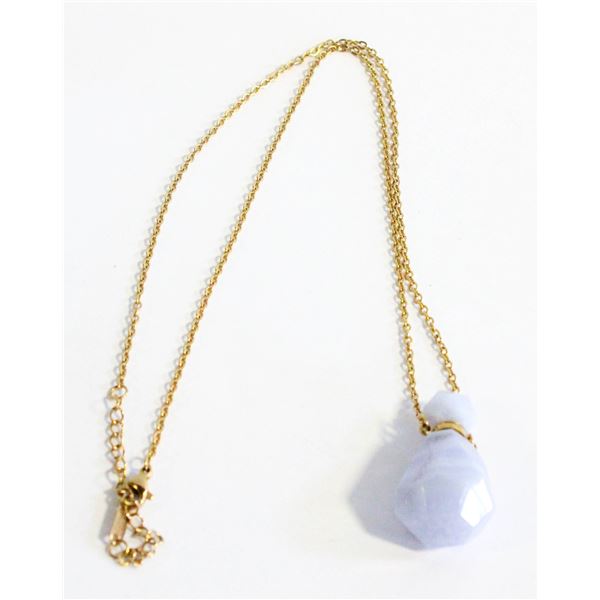 AGATE GEMSTONE SNUFF BOTTLE PENDANT NECKLACE
