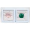 Image 1 : #225-NATURAL GREEN AGATE 11.35CT  & ROSE QZ 12.30C
