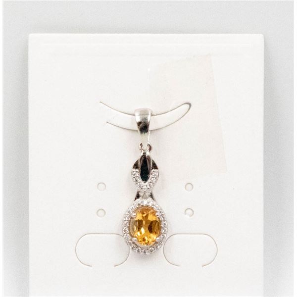 #58-NATURAL YELLOW CITRINE & CZ PENDANT