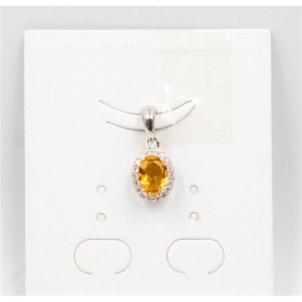 #47-NATURAL YELLOW CITRINE & CZ PENDANT