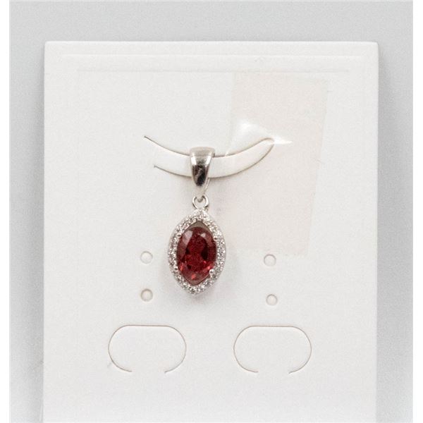 #34-NATURAL RHODOLITE GARNET & CZ PENDANT