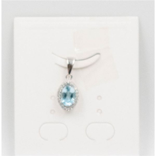 #69-NATURAL BLUE TOPAZ & CZ PENDANT