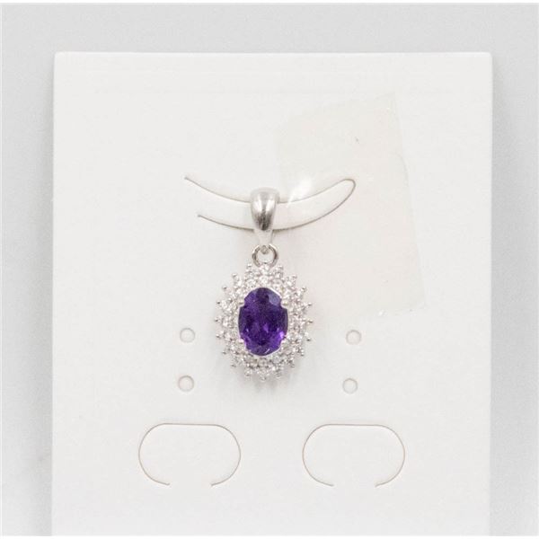 #04-NATURAL PURPLE AMETHYST & CZ PENDANT
