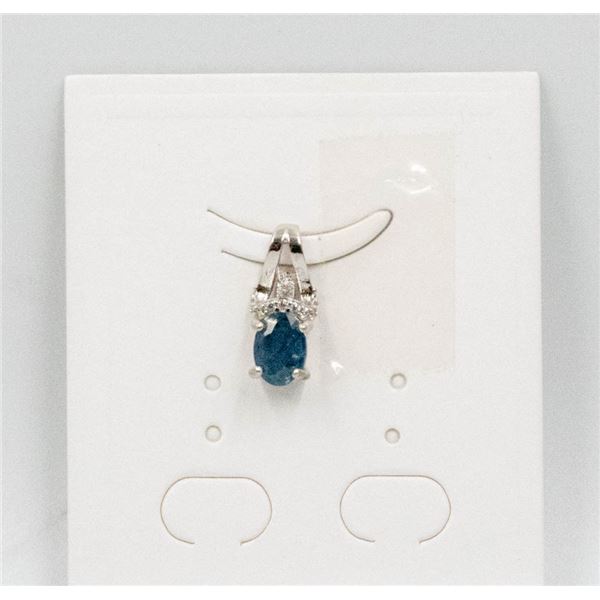 #93-NATURAL BLUE SAPPHIRE & CZ PENDANT