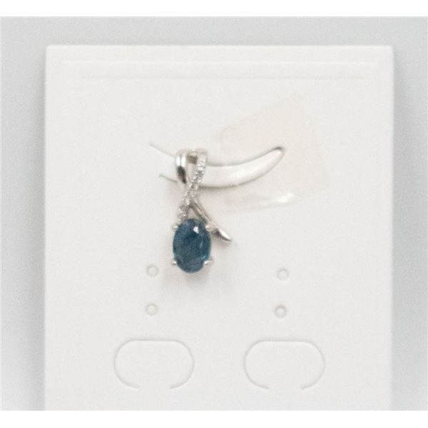 #87-NATURAL BLUE SAPPHIRE & CZ PENDANT