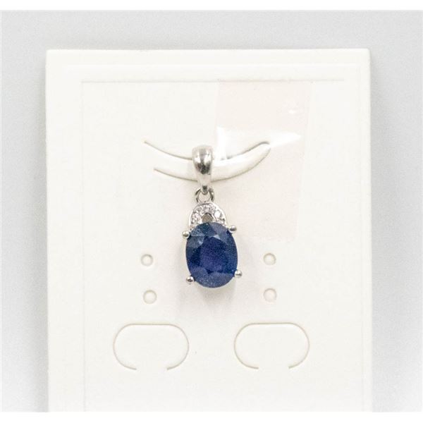 #82-NATURAL BLUE SAPPHIRE & CZ PENDANT