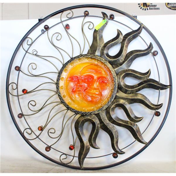 LARGE METAL SUN/MOON ART PIECE