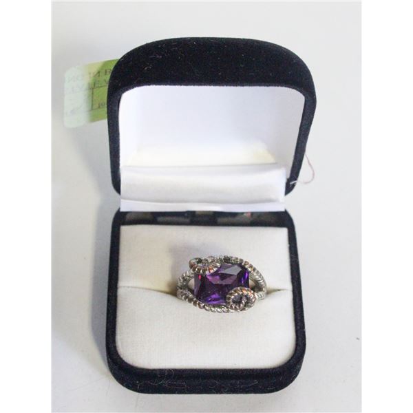 ESTATE AMETHYST PURPLE LARGE RING IN BOX