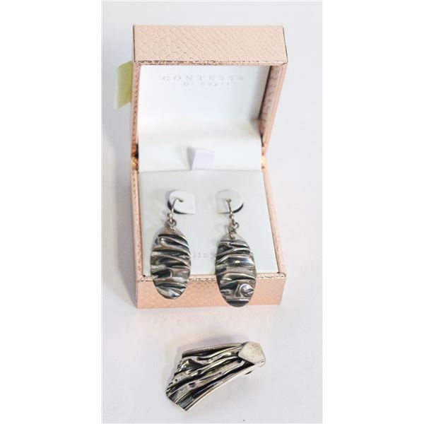 925 SILVER EARRINGS & PENDANT IN BOX-ESTATE