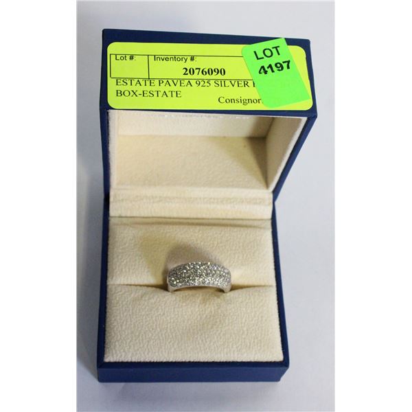 ESTATE PAVEA 925 SILVER RING IN BOX-ESTATE