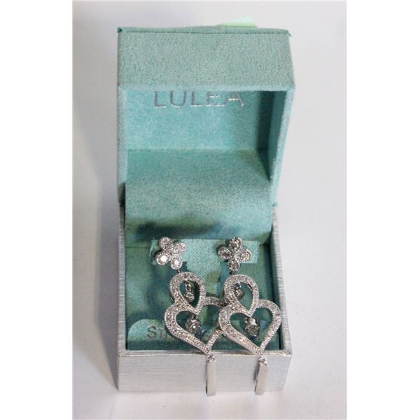 ESTATE 925 SILVER DIAMOND EARRINGS IN BOX