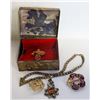 Image 1 : ANTIQUE METAL BOX WITH ESTATE JEWELRY
